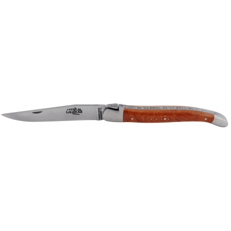 Couteau de laguiole 11 cm bois de bruyère et inox satiné, forge de Laguiole
