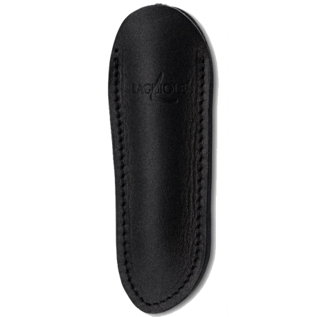Fourreau noir 12 cm, cuir d'Aubrac, forge de Laguiole